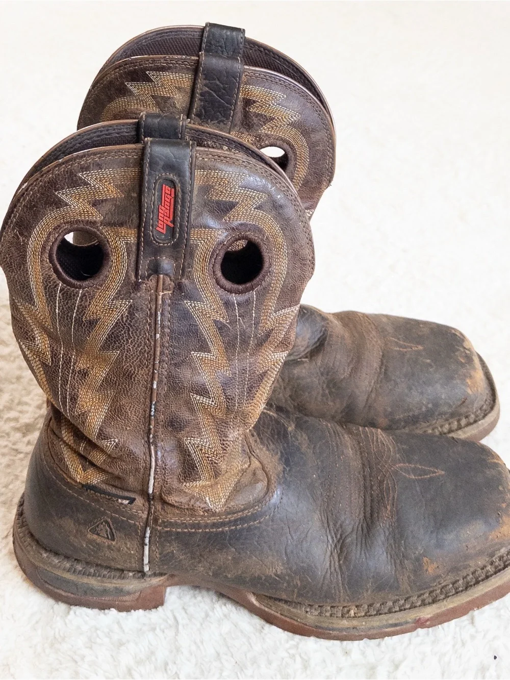 Rocky Men’s Waterproof Leather Cowboy Work Boots Size 9 Brown Work Boots